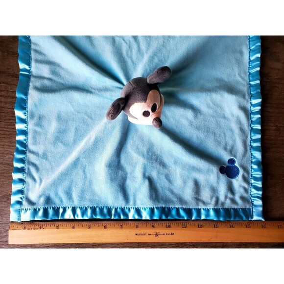 Disney Baby Mickey Mouse Blue Lovey Security Blanket Plush Soft Satin-like Edge - Picture 6 of 8
